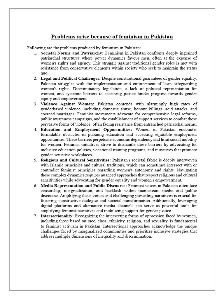 Challenges of Feminism in Pakistan | PDF | Gender Studies | Feminism