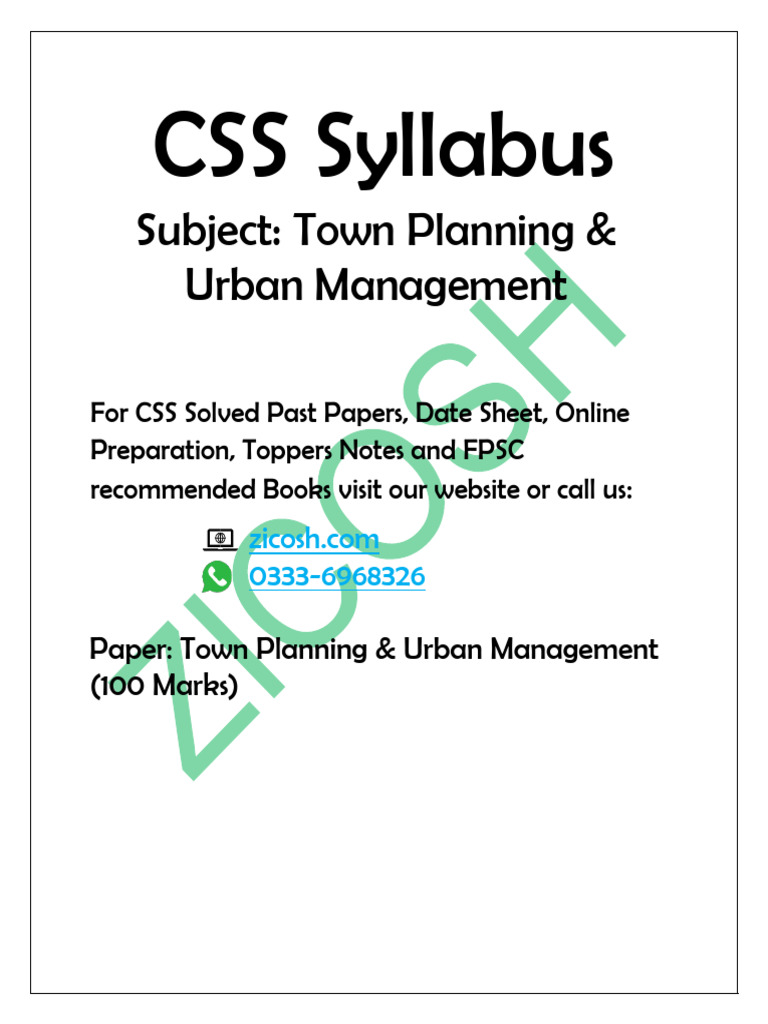 CSS Town Planning & Urban Management Syllabus | PDF | Liberal Arts ...