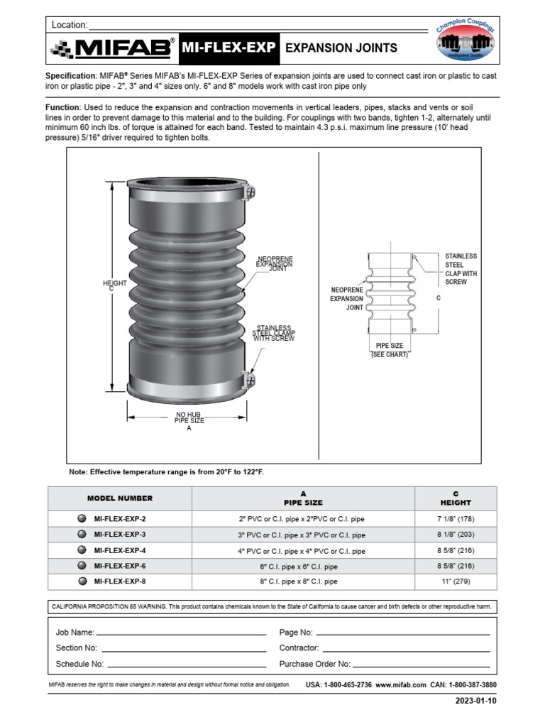 MI-FLEX-EXP Expansion Joints Overview | PDF | Pipe (Fluid Conveyance ...