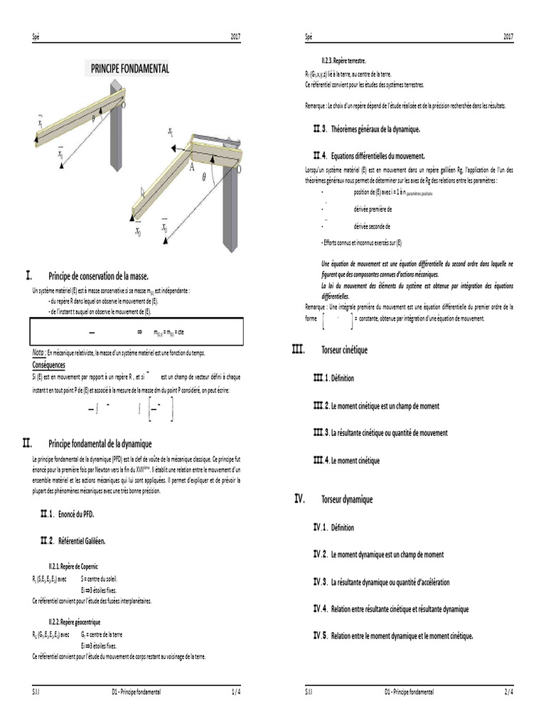 Cours Principe Fondamental de La Dynamique | PDF | Lois du mouvement de ...