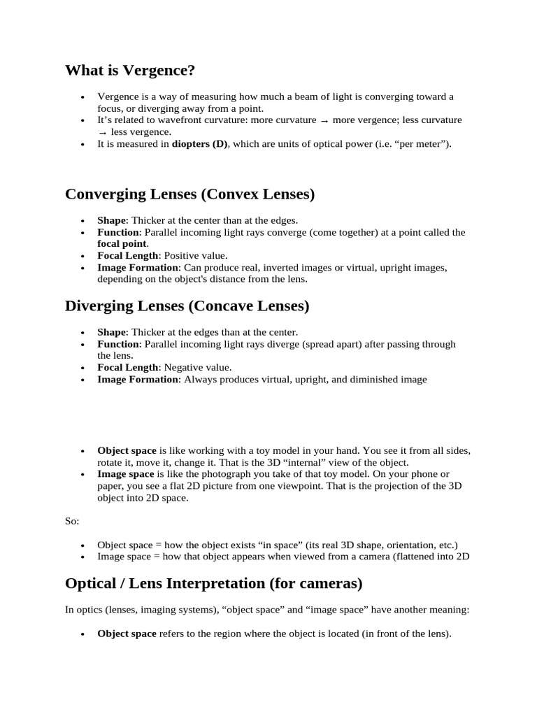 Understanding Vergence in Optics | PDF | Optics | Electromagnetic Spectrum