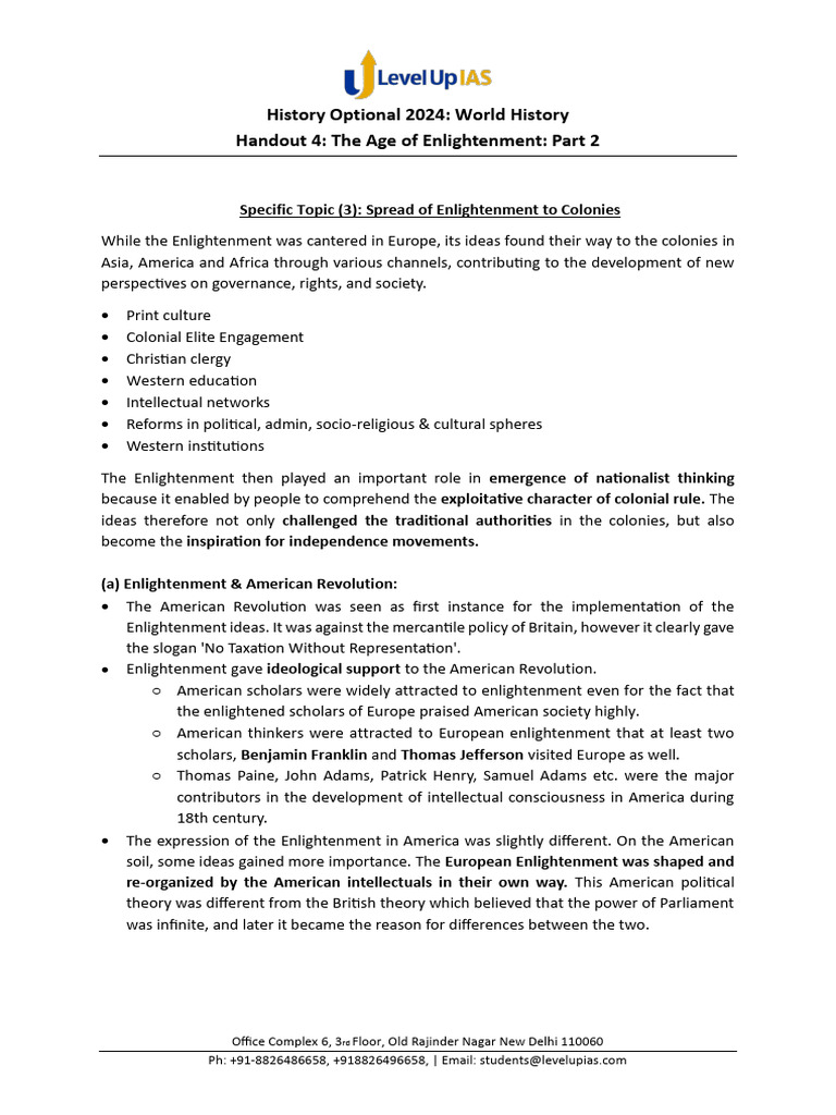 Enlightenment's Global Impact on Colonies | PDF | Age Of Enlightenment ...