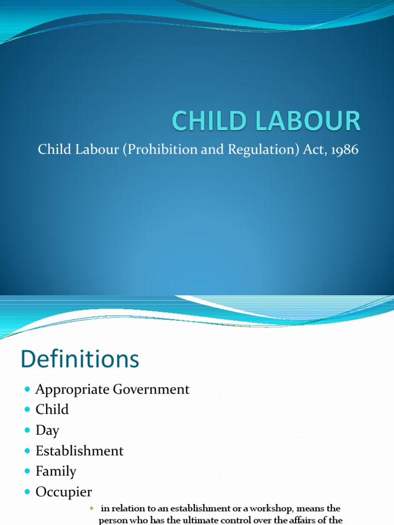 Child Labour (Prohibition and Regulation) Act, 1986 | PDF | Child ...