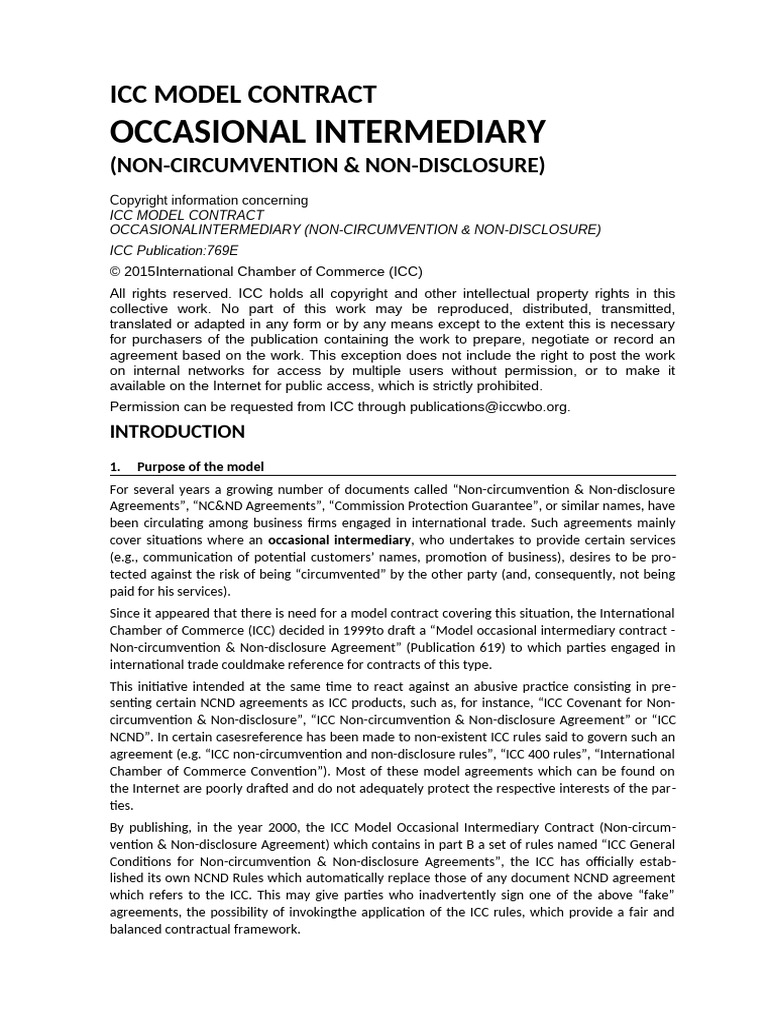 ICC Non-Circumvention Agreement Guide | PDF | Non Disclosure Agreement ...