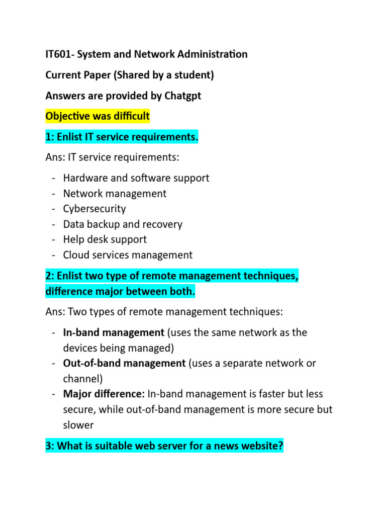It 601 Current | PDF | Computer Network | Server (Computing)