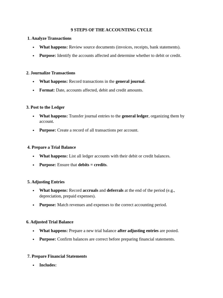 9 Steps of The Accounting Cycle | PDF