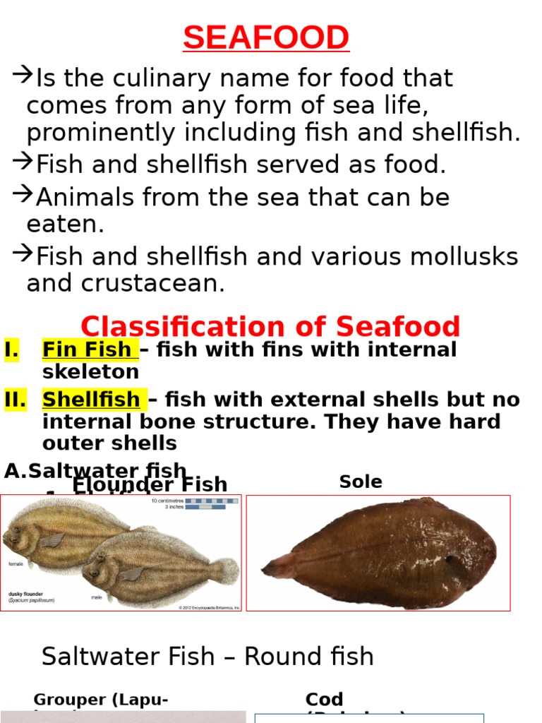 Classification of Seafood Types | PDF