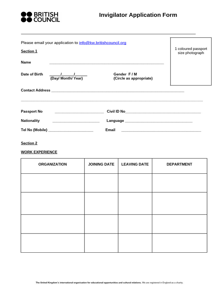 Invigilator Application Form | PDF | Justice | Crime & Violence