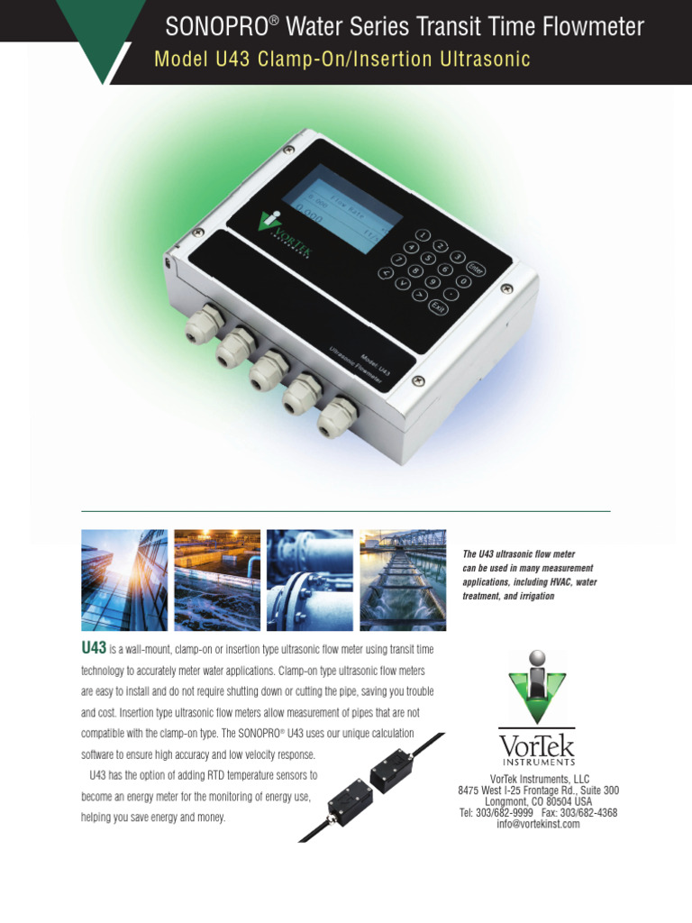 U43 Ultrasonic Flowmeter Overview | PDF | Flow Measurement | Electrical ...