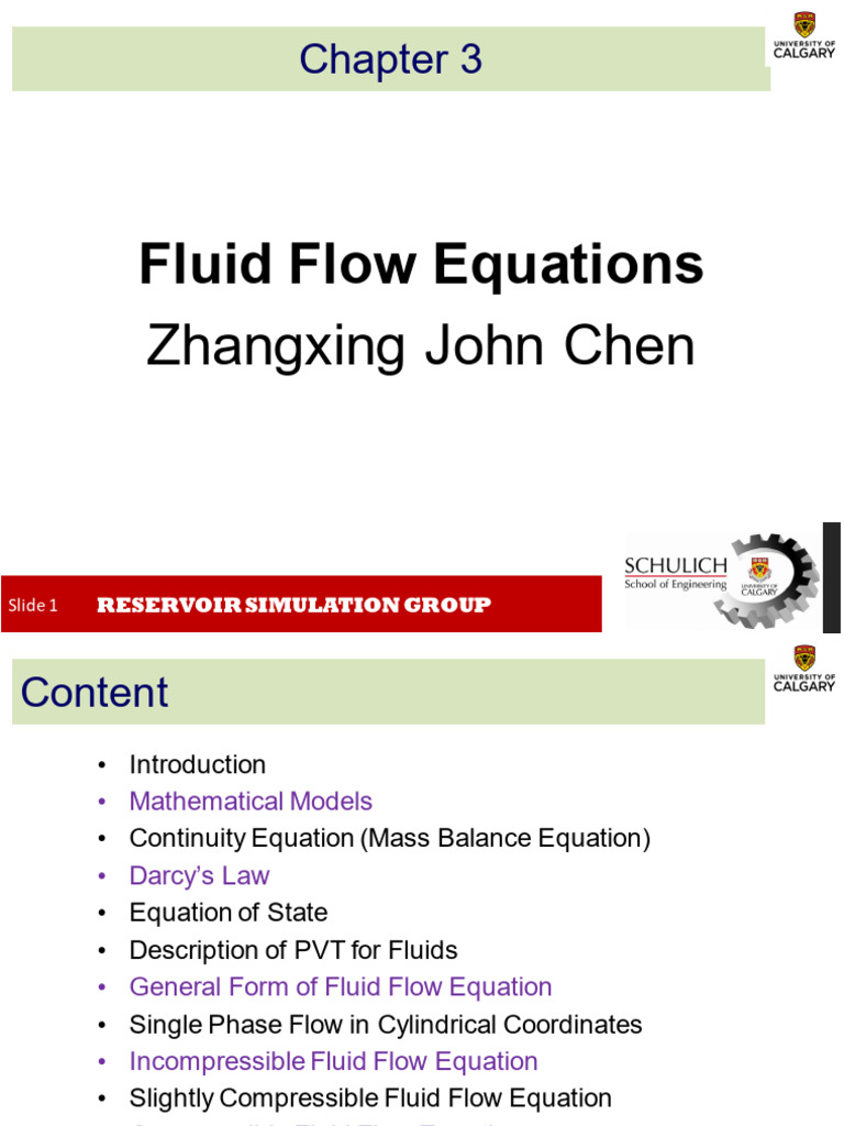 Fluid Flow Equations in Reservoirs | PDF | Fluid Dynamics | Petroleum ...