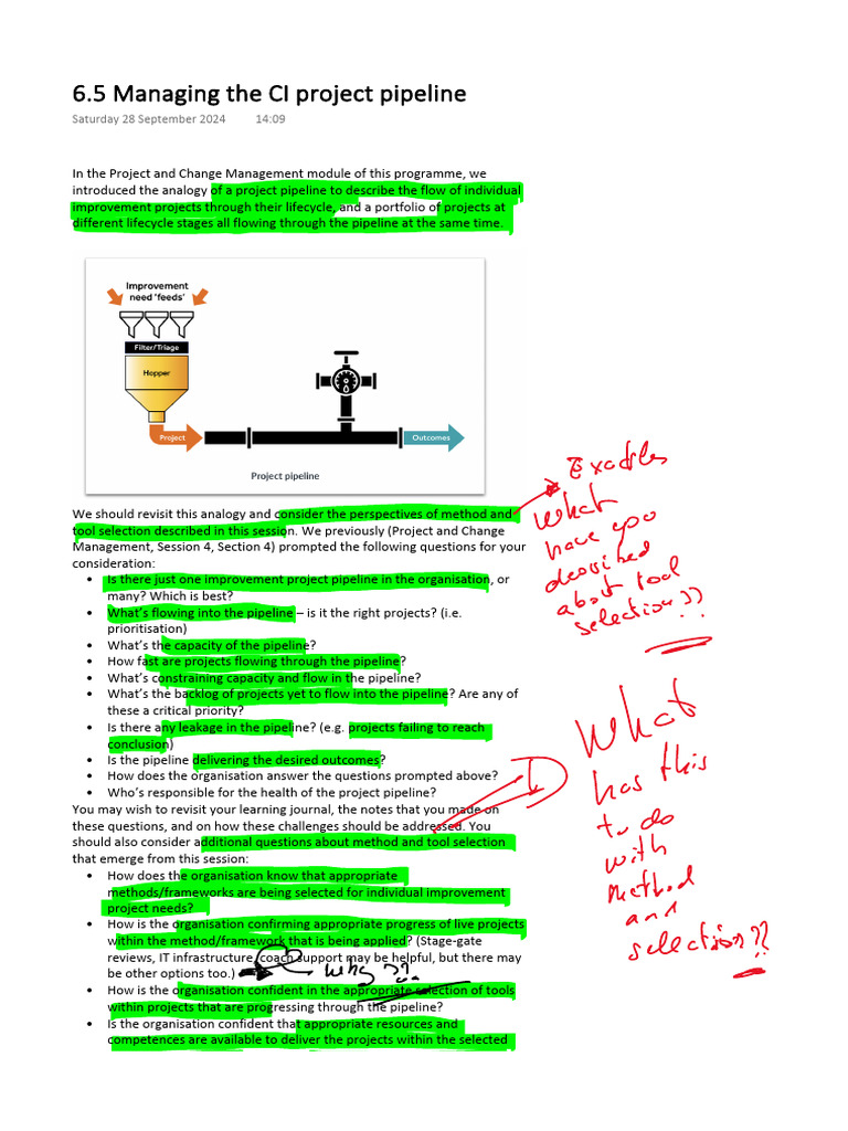 Optimizing the Project Improvement Pipeline | PDF