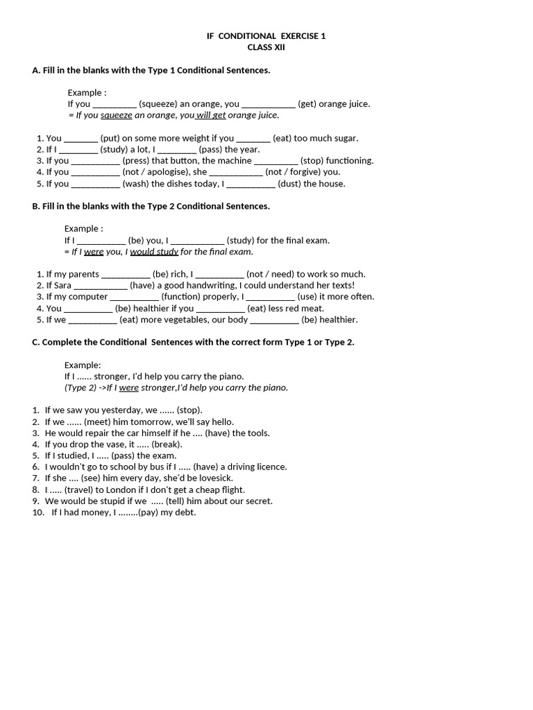 If Conditional Exercise 1 | PDF
