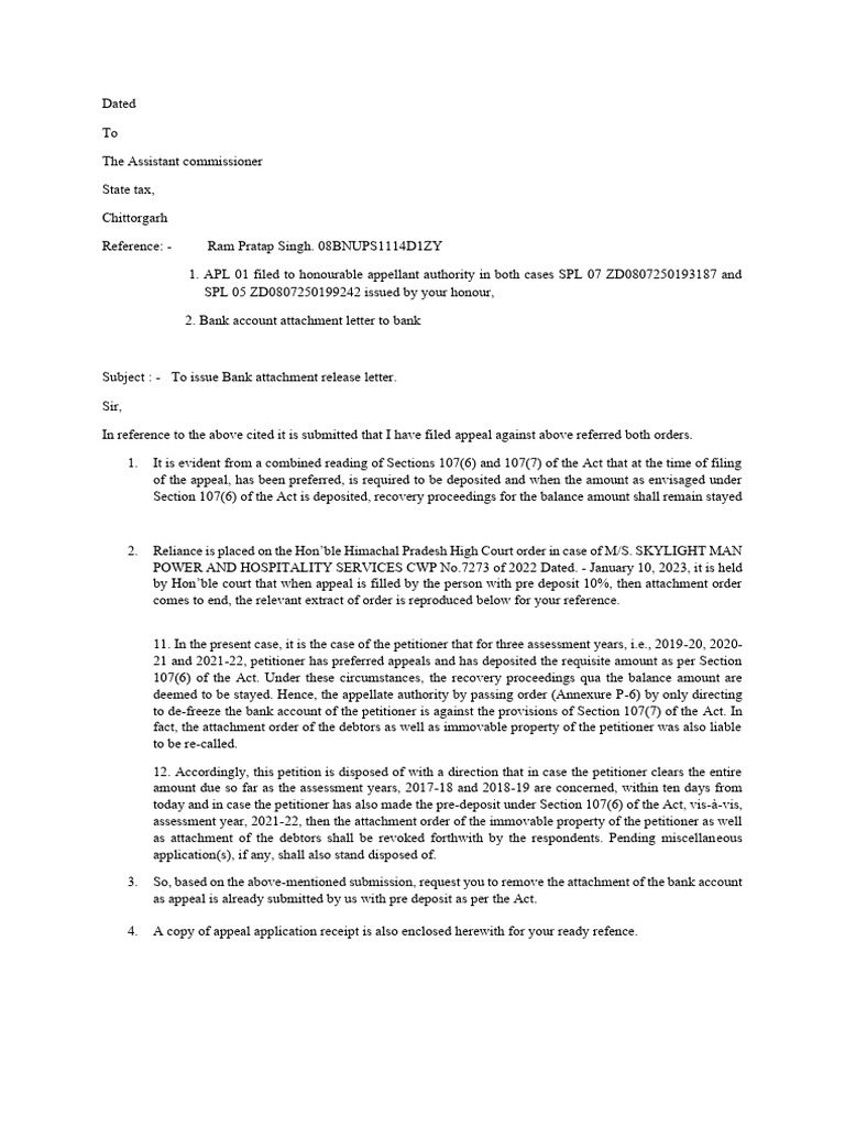 Rps - GST Letter To Cor - 29.09.25 | PDF | Justice | Crime & Violence