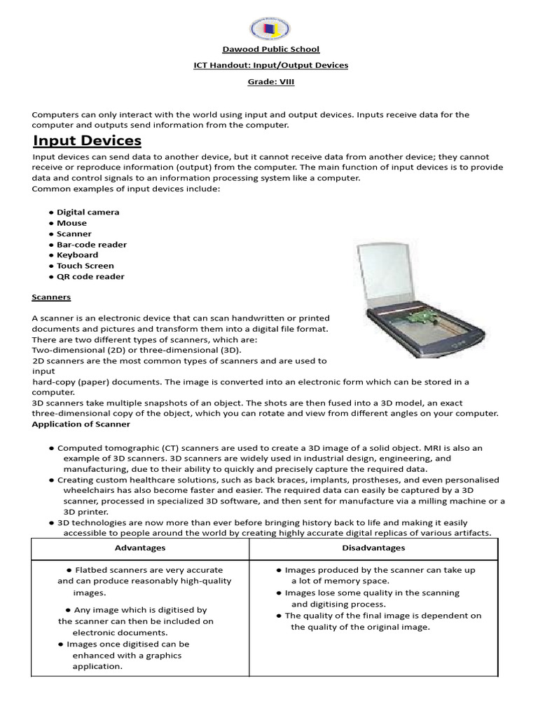 Input/Output Devices for Grade VIII | PDF | Computer Monitor | Barcode