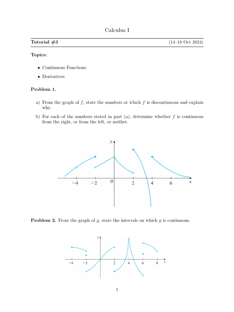 Calculus I: Continuous Functions & Derivatives | PDF | Function ...
