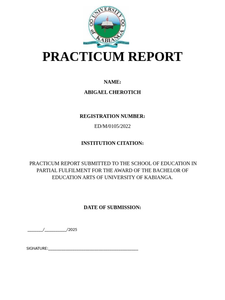 Abigael Cherotich Praticum Report-3 | PDF | Teachers | Learning