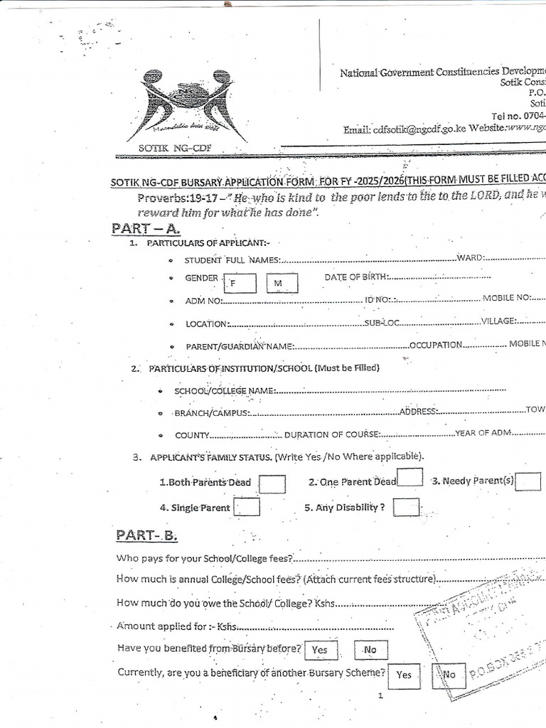 Bursary Application Form Guidelines | PDF