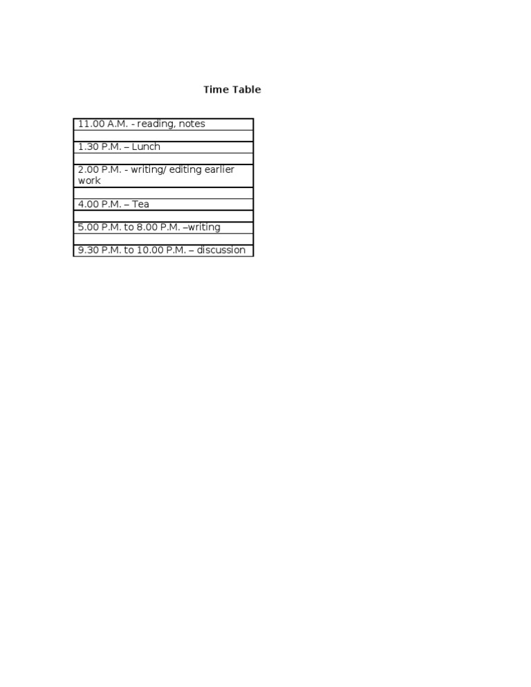 Daily Writing and Reading Schedule | PDF
