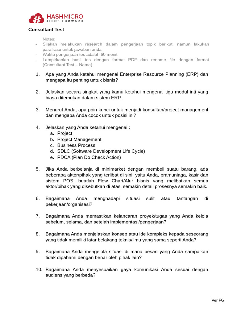 Panduan Lengkap Consultant Test ERP | PDF
