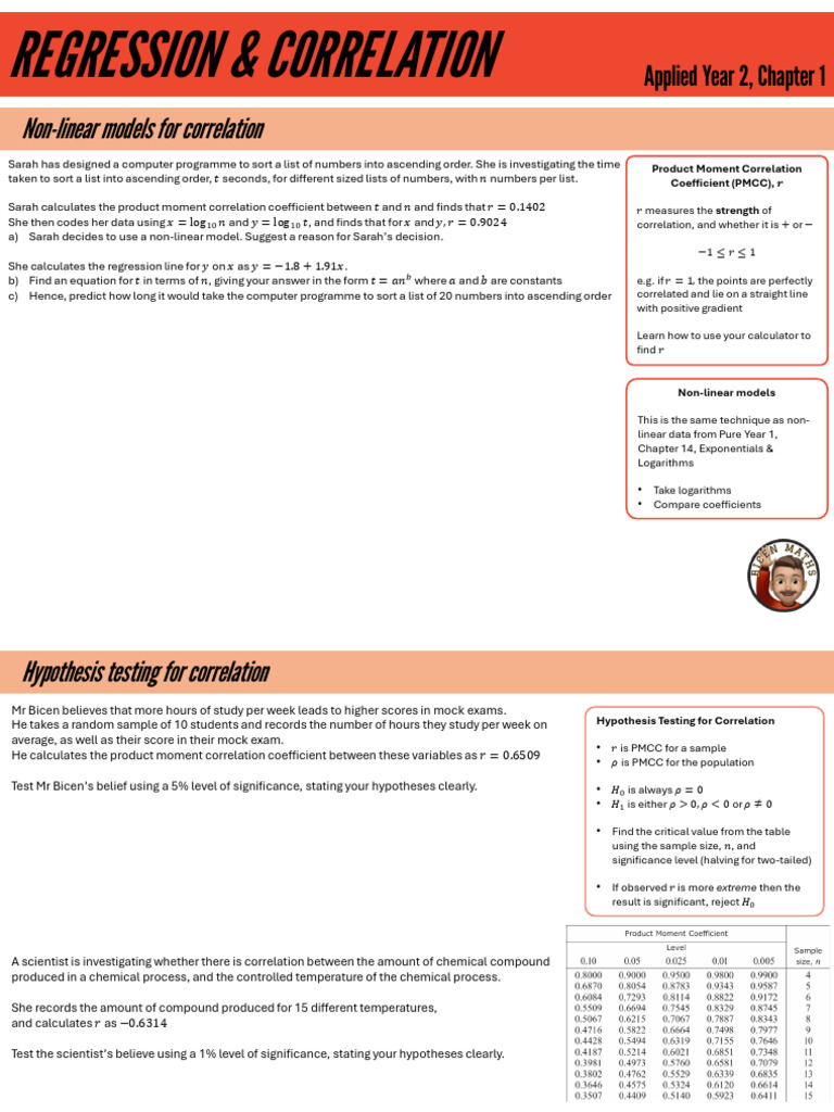 Non-linear Regression and Correlation Analysis | PDF | Regression ...