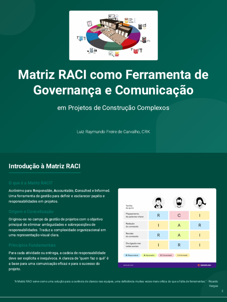Matriz RACI em Projetos de Construção | PDF