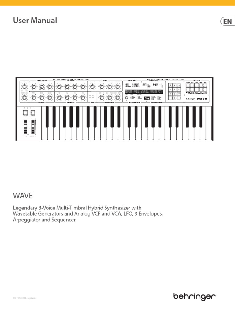 WAVE Synthesizer User Manual V1.0 | PDF | Synthesizer | Electrical ...