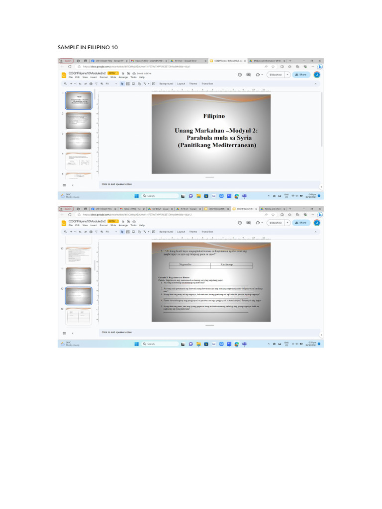 Filipino 10 Melc-Based DLL and PPT Sample | PDF