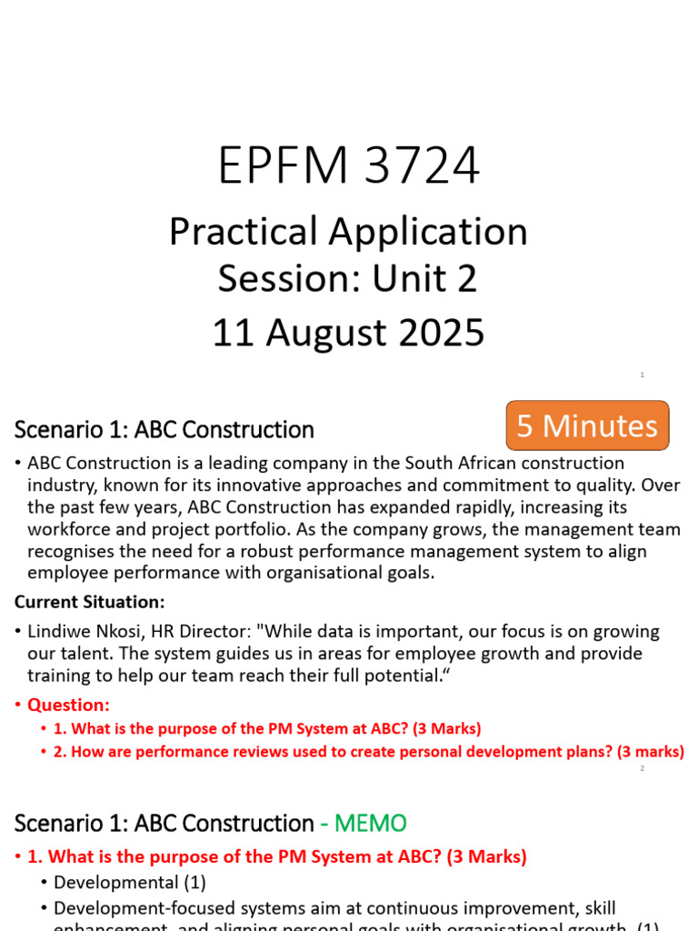 EPFM 3724 Practical Application Session 2 - 2025 | PDF | Goal | Business