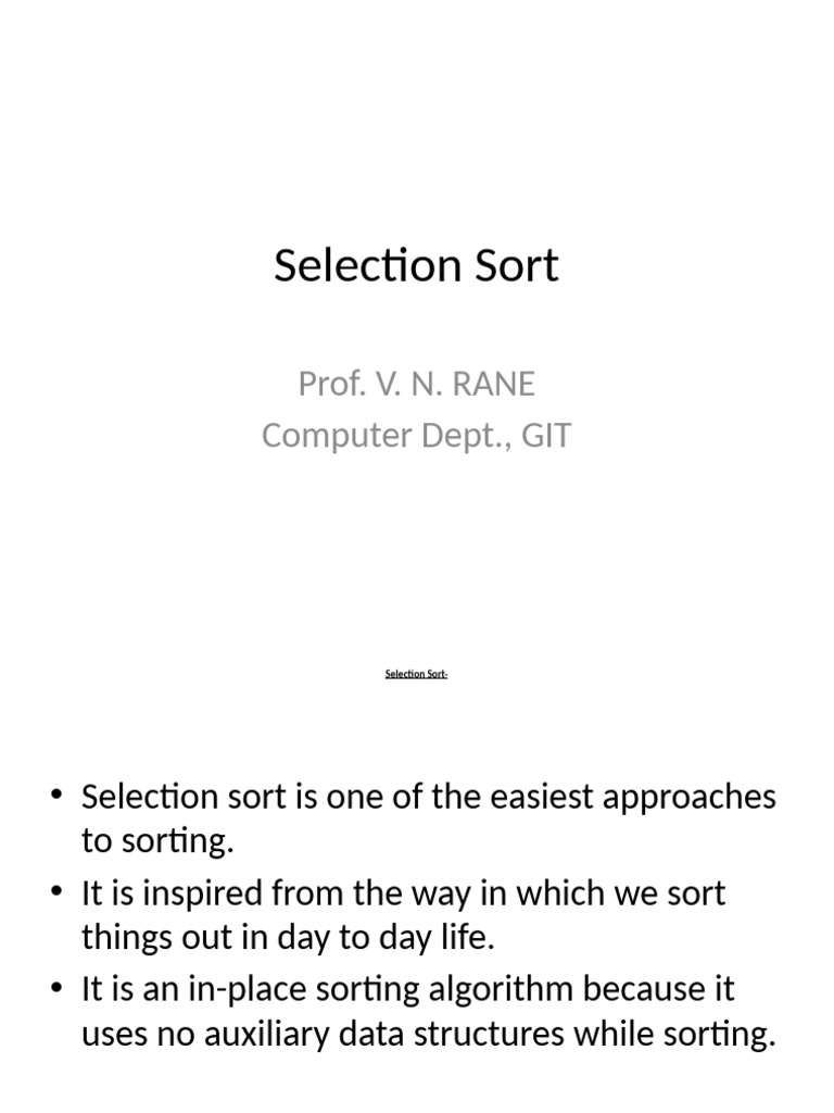 Understanding Selection Sort Algorithm | PDF