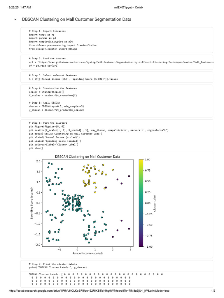 DBSCAN Clustering for Mall Customers | PDF | Spatial Analysis ...