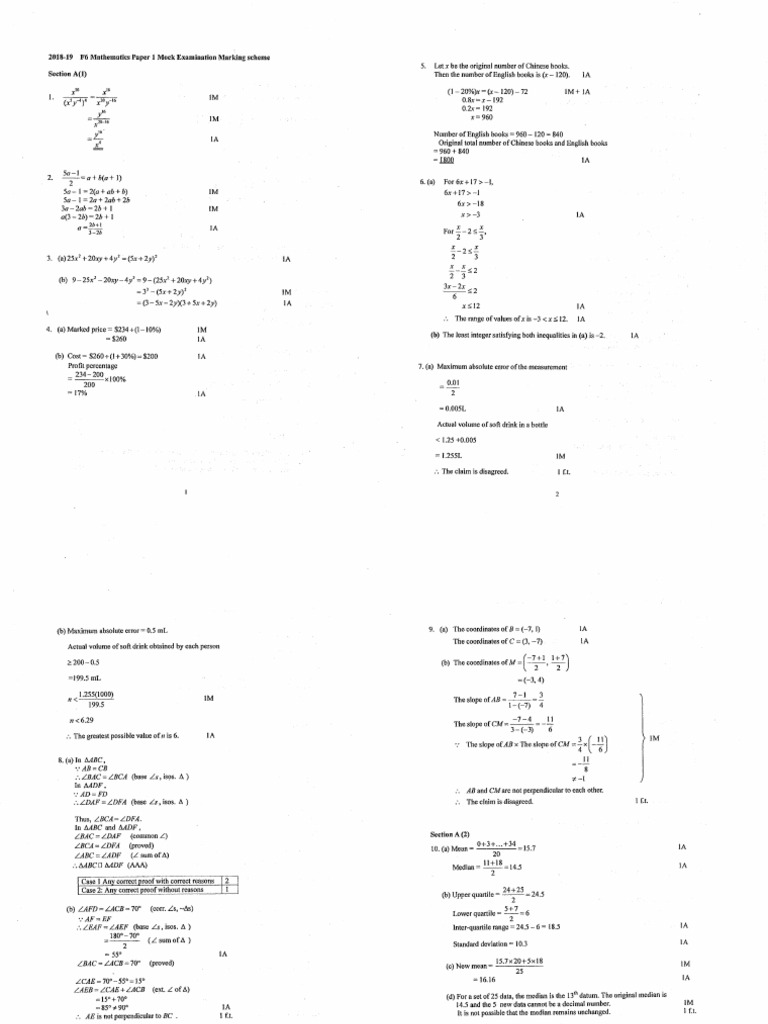 F6 Mock Exam Paper 1 18-19 A | PDF