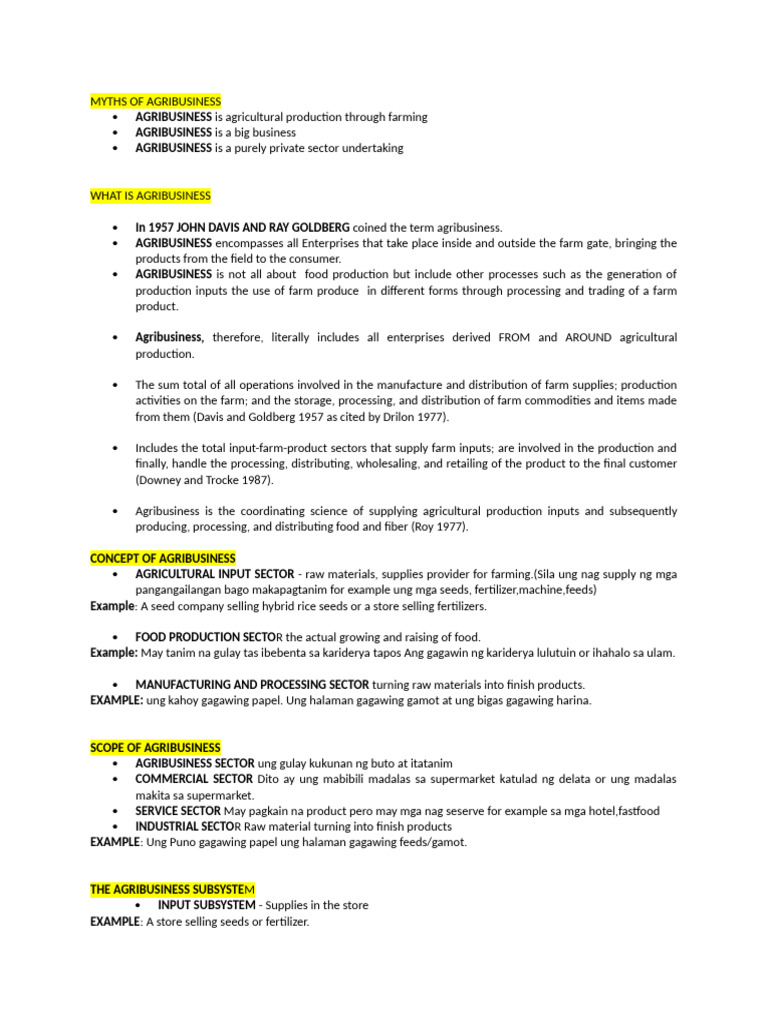 Understanding Agribusiness Concepts | PDF | Agribusiness | Agriculture