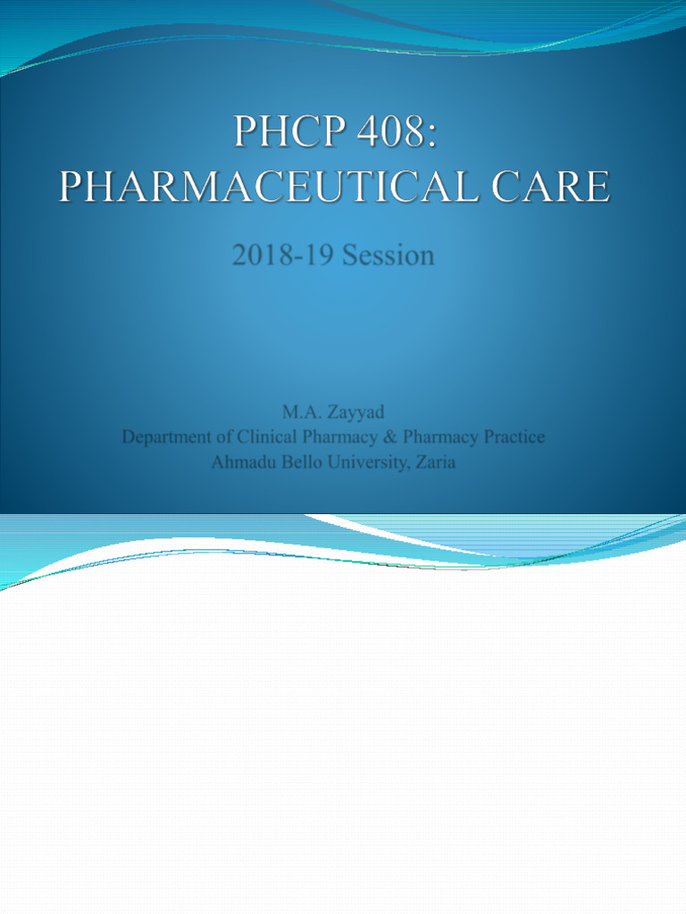 Pharmaceutical Care Course Outline | PDF | Pharmacy | Chemistry