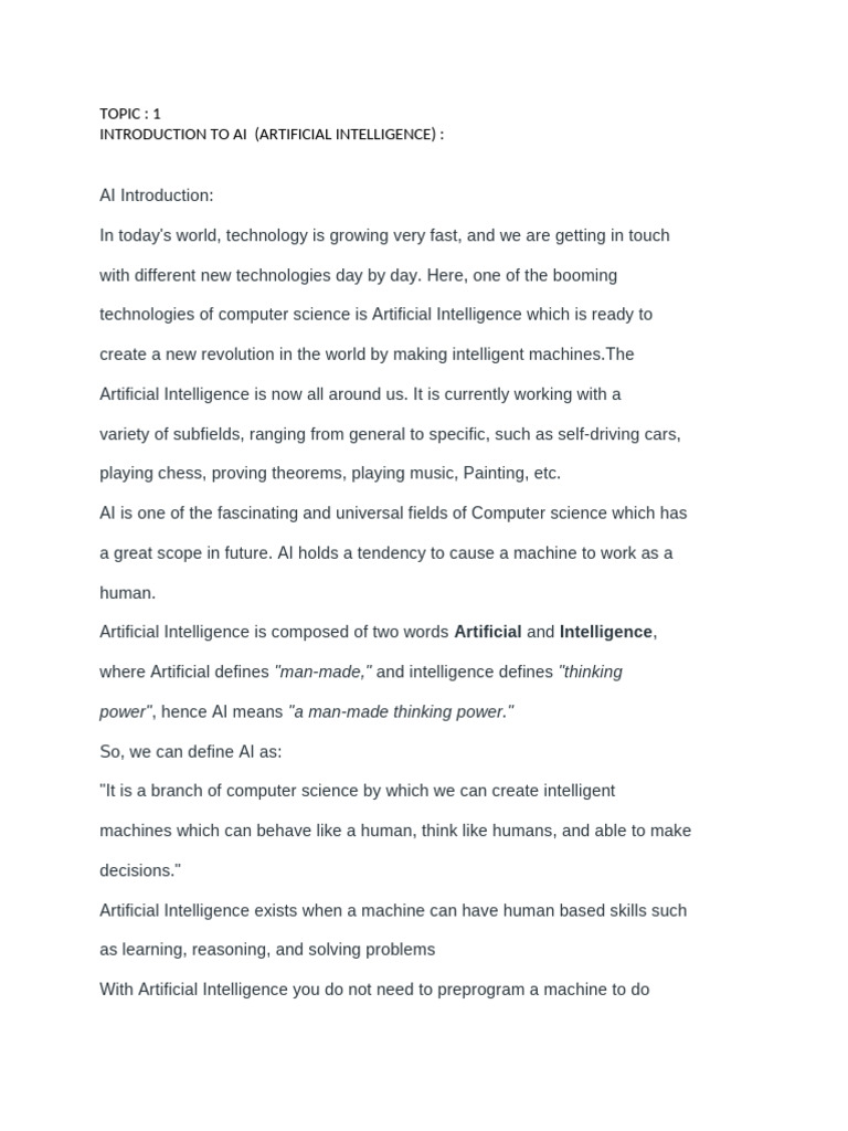Introduction to Artificial Intelligence | PDF | Artificial Intelligence ...