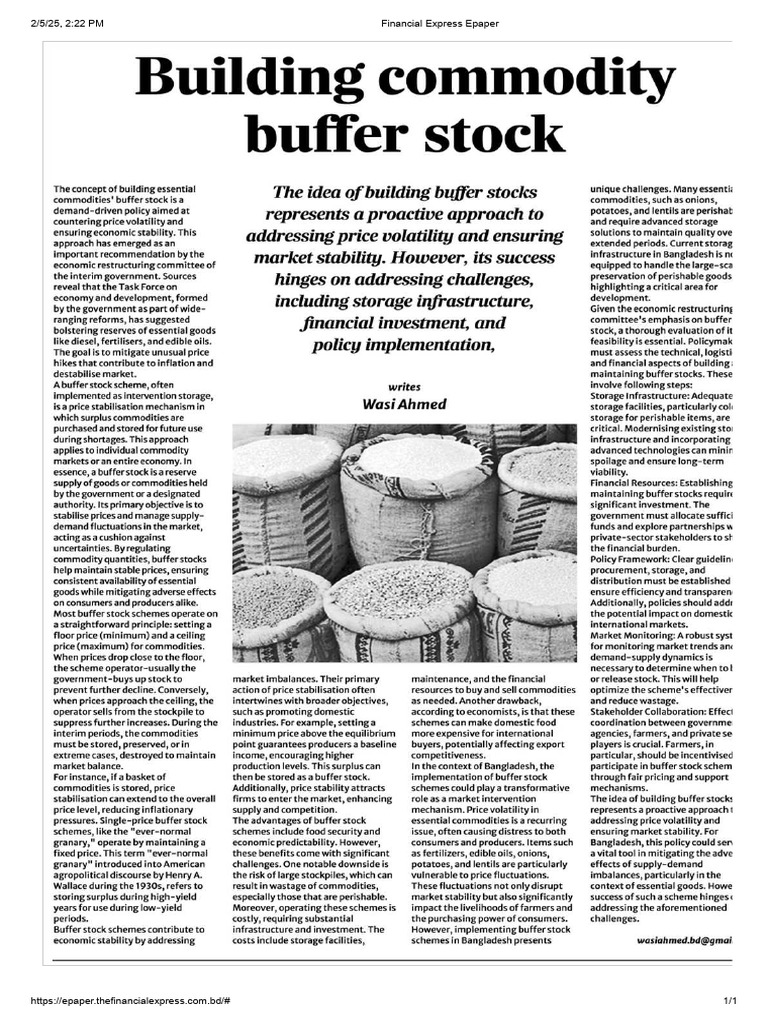 Building Commodity Buffer Stock | PDF