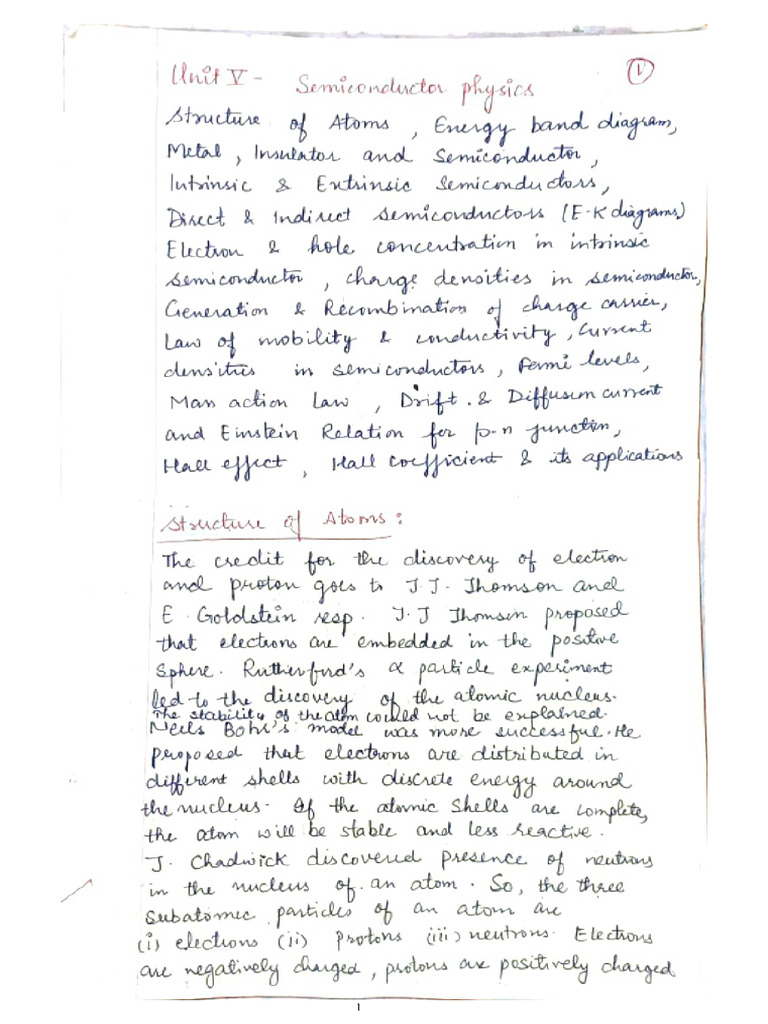 Semiconductor Physics Notes Pdf