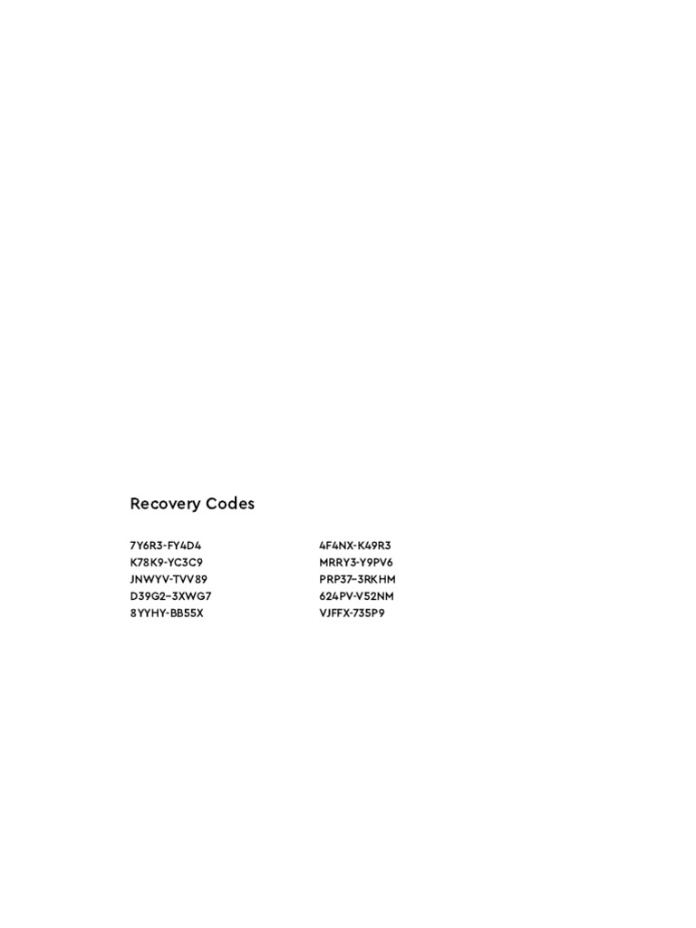 Recovery Codes - CoinPayments | PDF