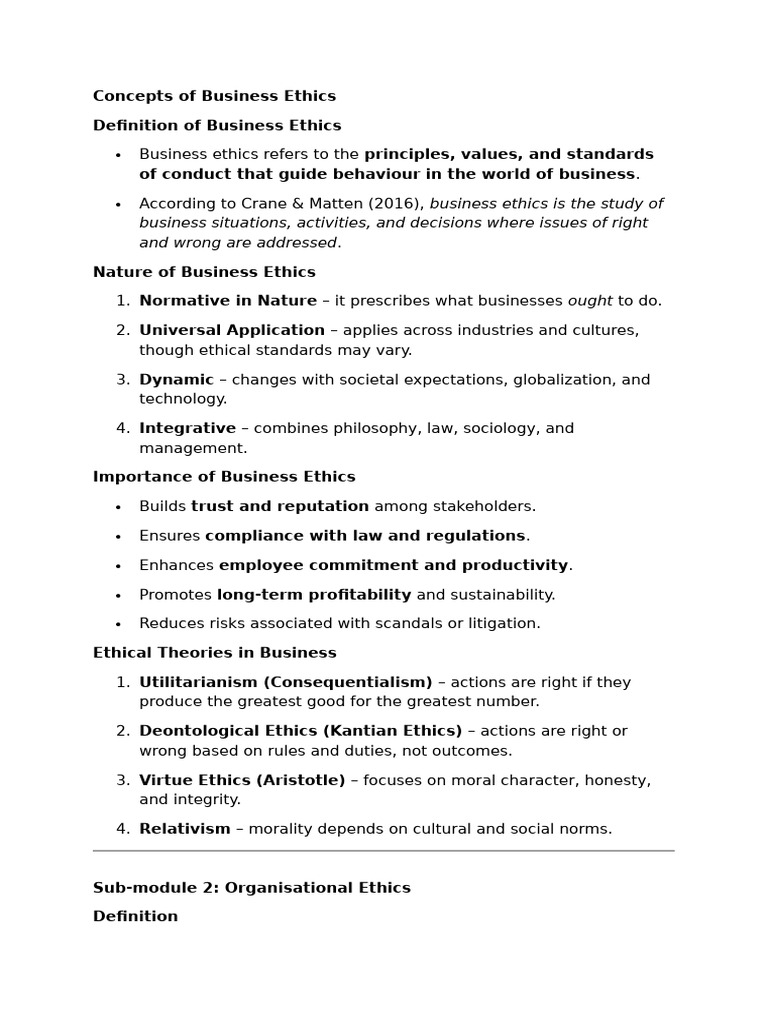 Concepts of Business Ethics | PDF | Business Ethics | Business