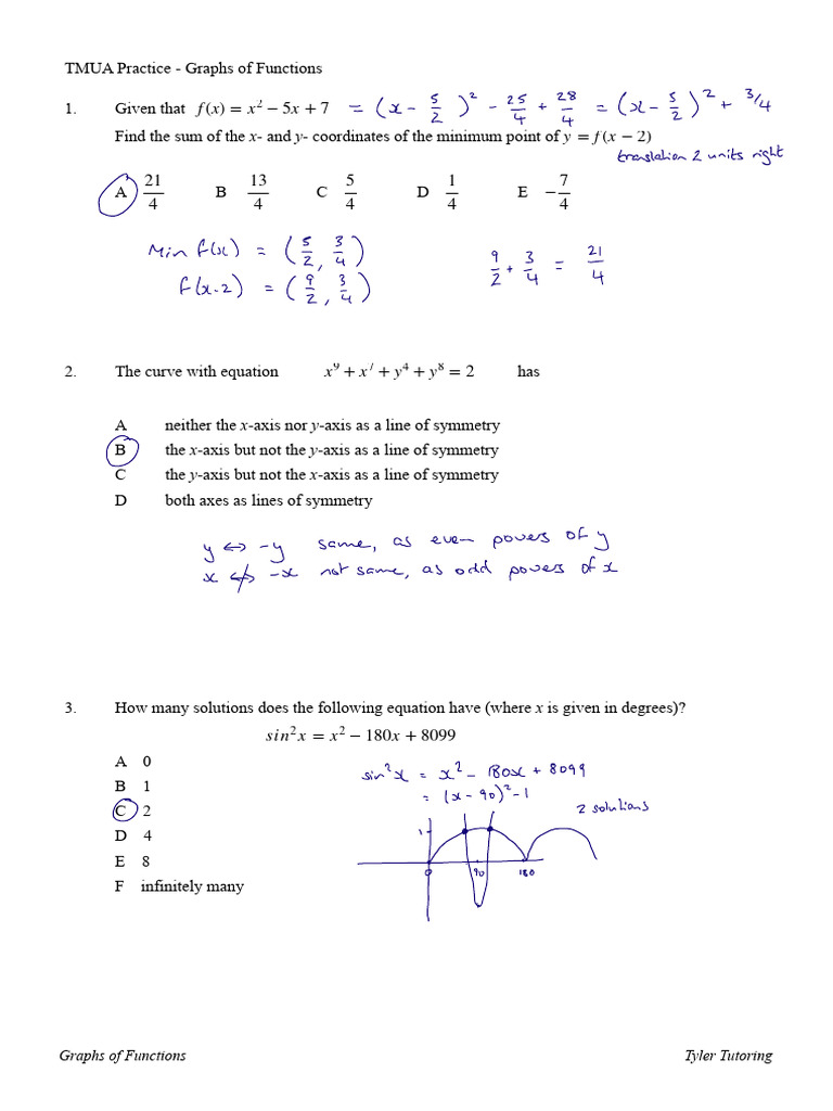 8 Graphs of Functions MC Answers | PDF | Cartesian Coordinate System ...