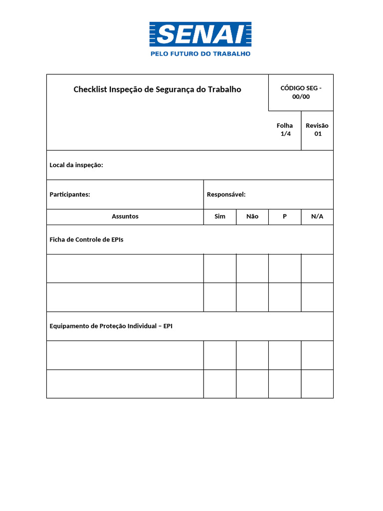 Checklist de Inspeção de Segurança do Trabalho | PDF