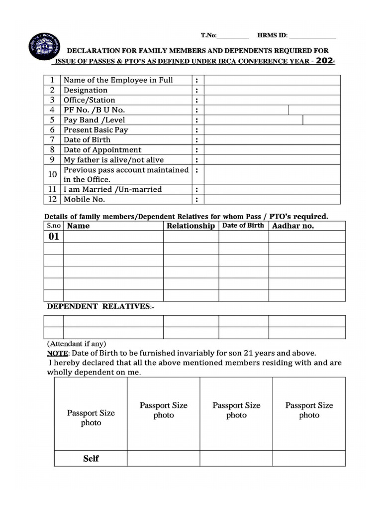 Family Declaration for Pass Issuance | PDF