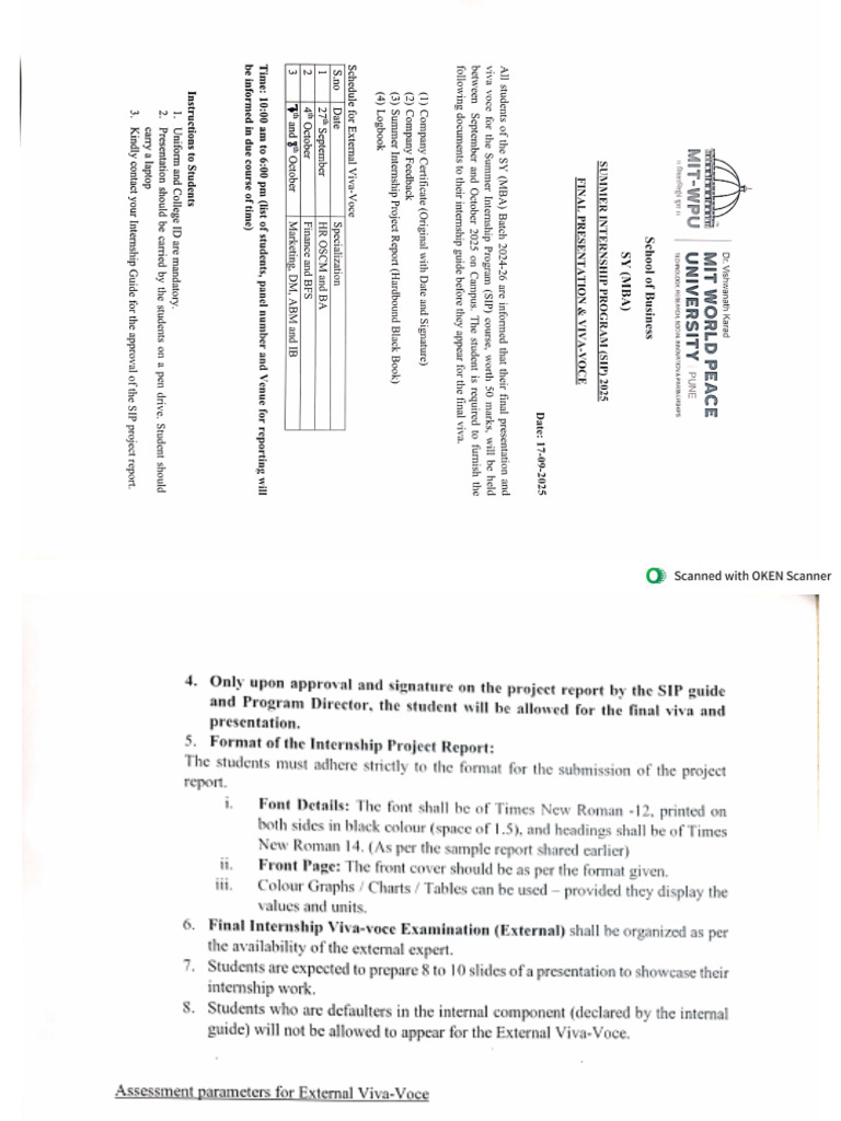 Notice - SIP External Viva 2025-18!9!25 | PDF