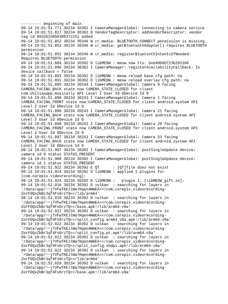Camera Service Connection Log | PDF | Java (Programming Language ...