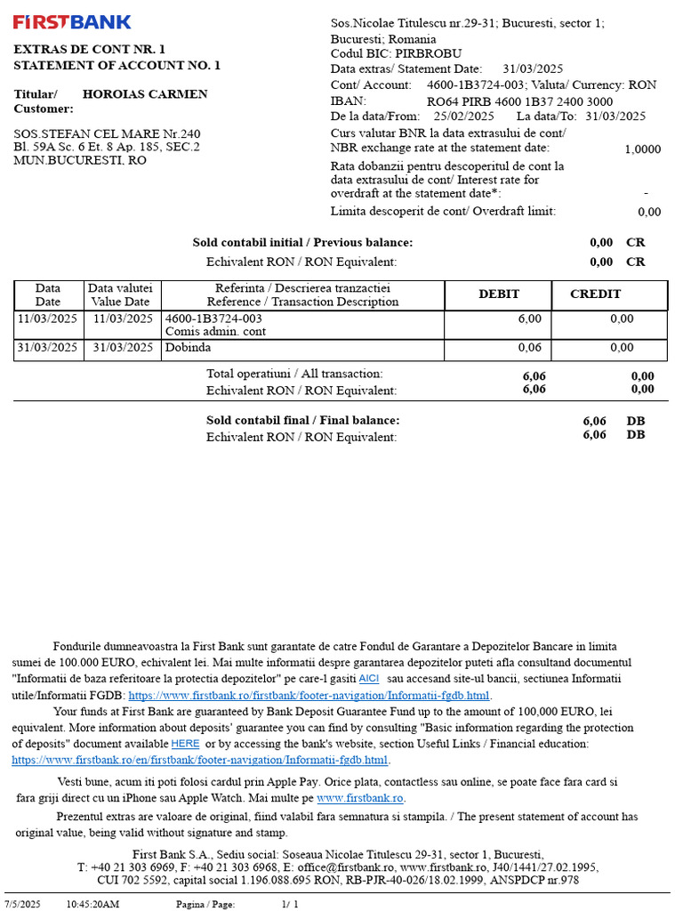 Statement of Account - First Bank | PDF | Banking | Payments