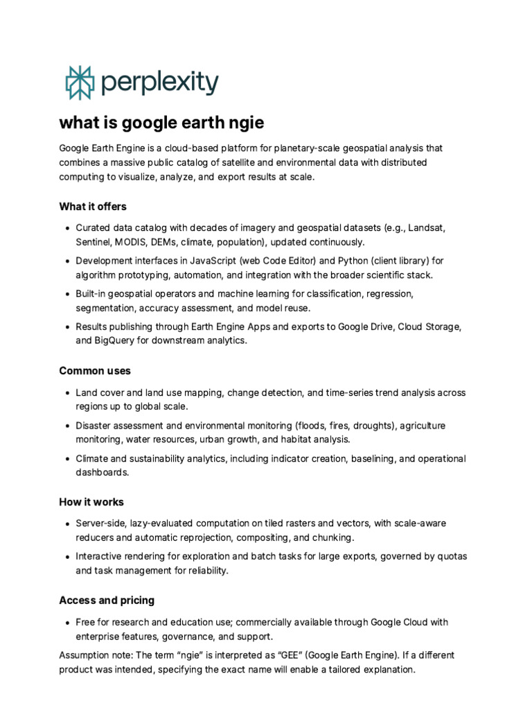 Google Earth Engine Overview and Uses | PDF | Spatial Analysis | Cloud ...