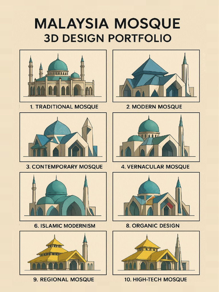 Malaysia Mosque 3D Design Portfolio | PDF