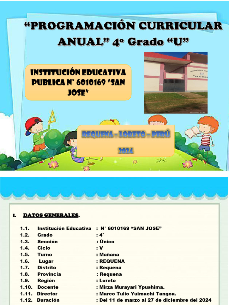 Programación Curricular 4° Grado 2024 | PDF | Datos | Geometría