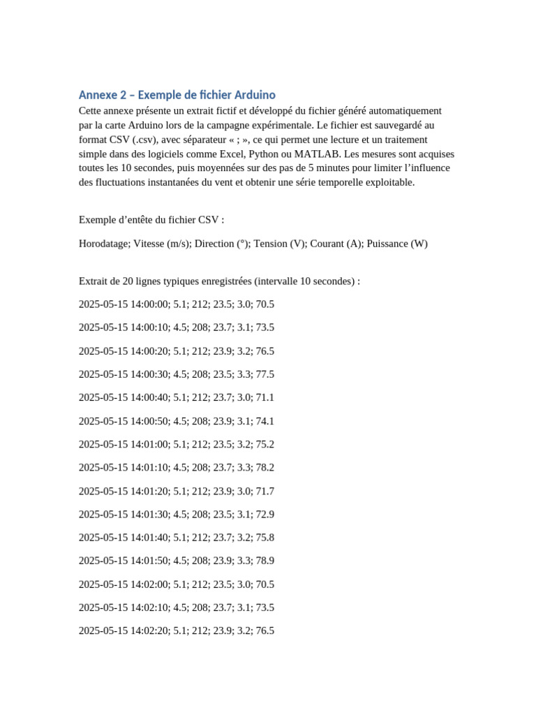 Fichier CSV Arduino : Mesures expérimentales | PDF | Informatique