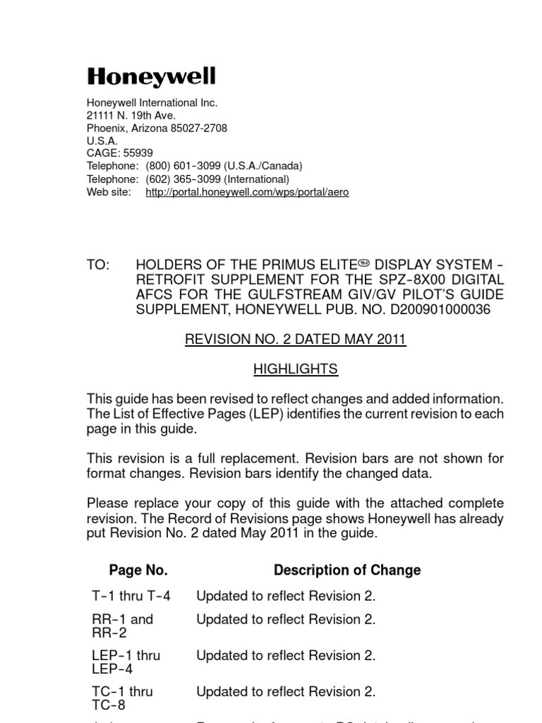 Honeywell Primus 2000 System Training Manual