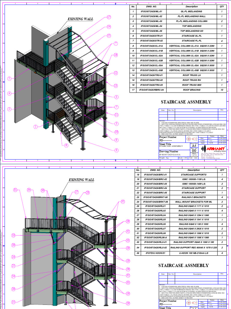 Staircase Assembly Drawing Details | PDF